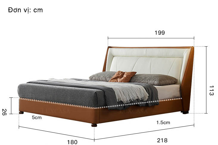 Giường ngủ bọc da cao cấp GD330
