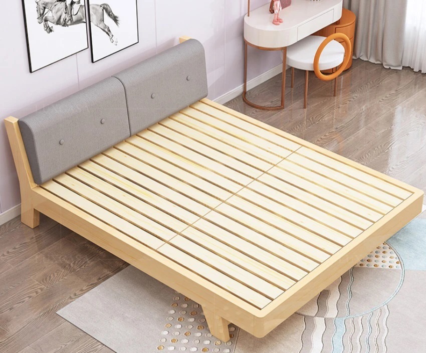 Khung giường WB108 gỗ sồi nguyên khối 