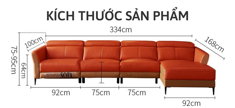 Kích thước sản phẩm ghế sofa SR2