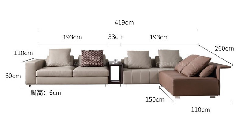Kích thước ghế sofa phòng khách hiện đại