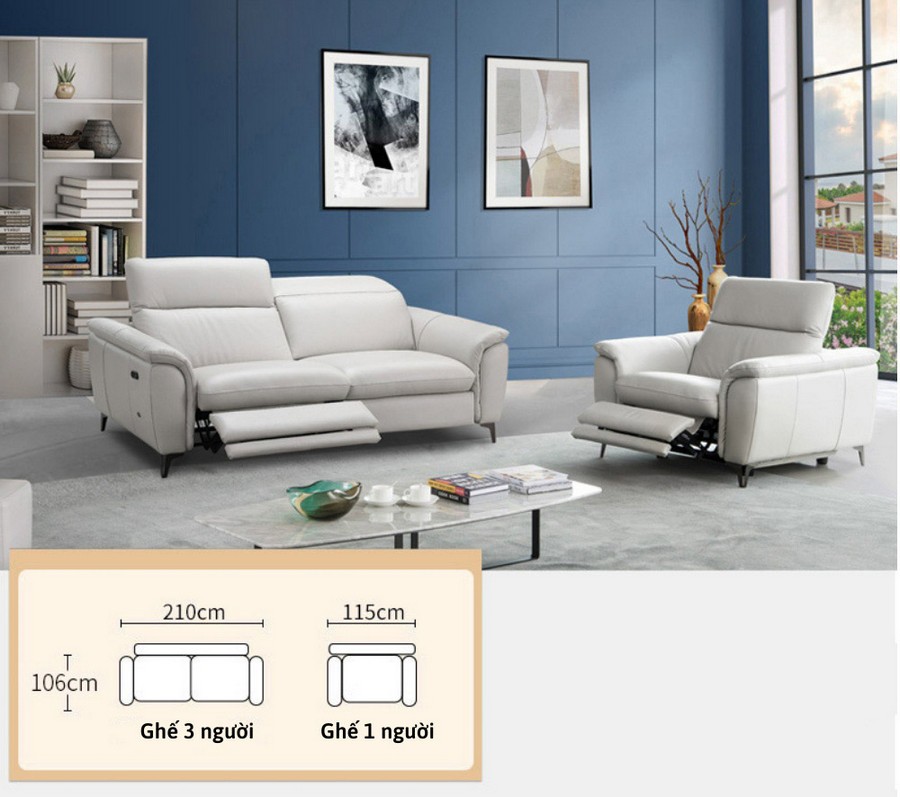 Các mẫu sofa với nhiều kích thước dành cho 1, 2, 3 người ngồi