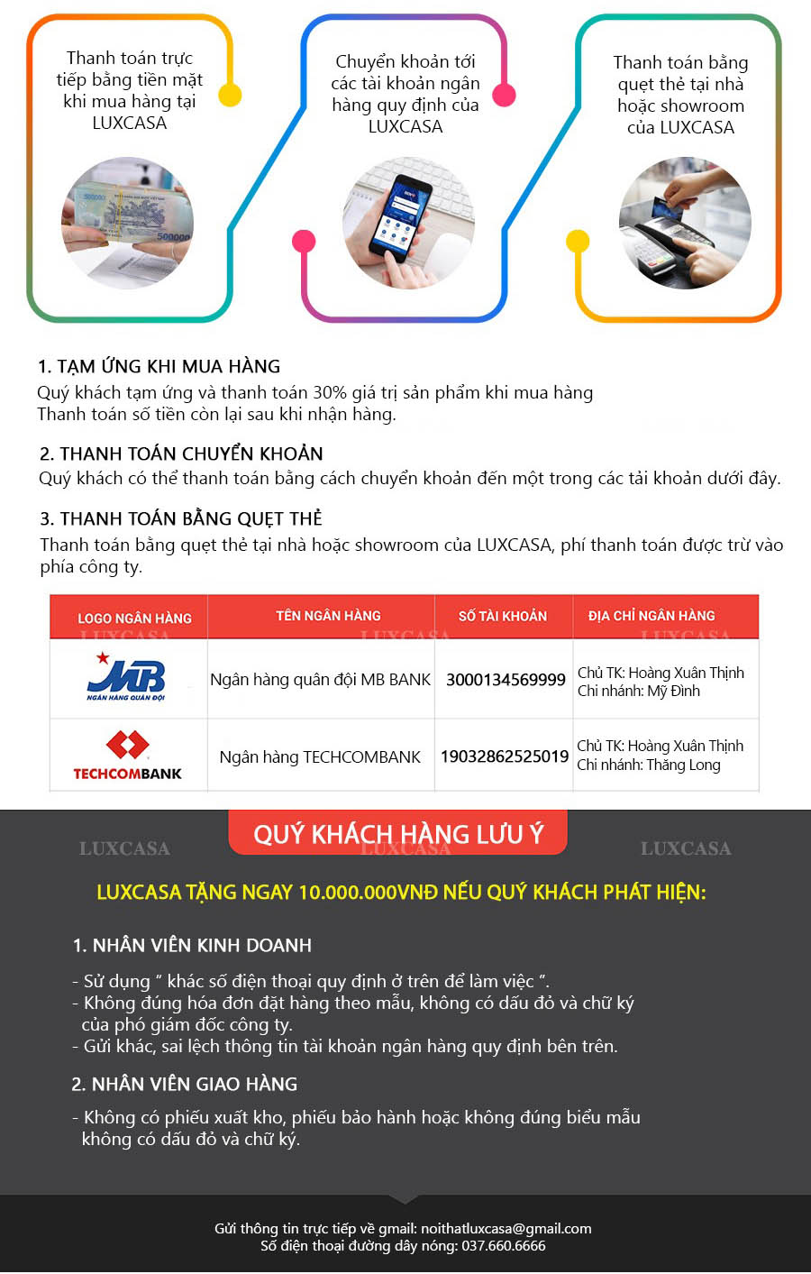Quy trình mua hàng đảm bảo tại Luxcasa Bước 7