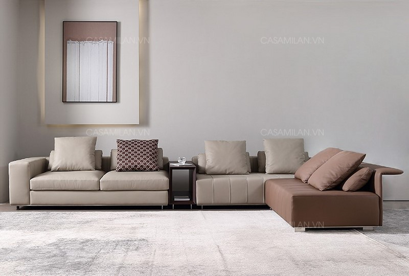 Ghế sofa da phòng khách phù hợp với không gian rộng SD1108