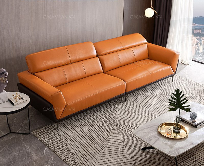Ghế sofa da thật màu cam sáng SD1107