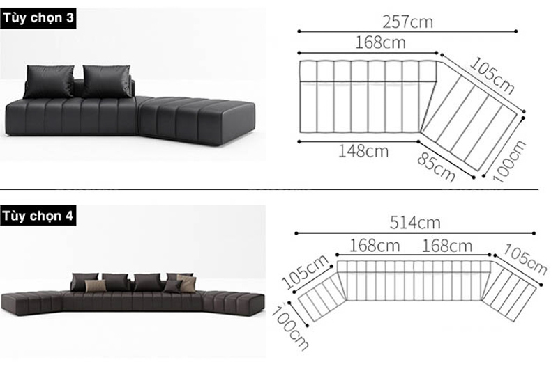 Kích cỡ sofa sảnh chờ ấn tượng