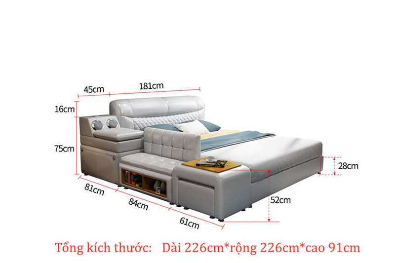 Kích thước giường có bàn trang điểm BM1