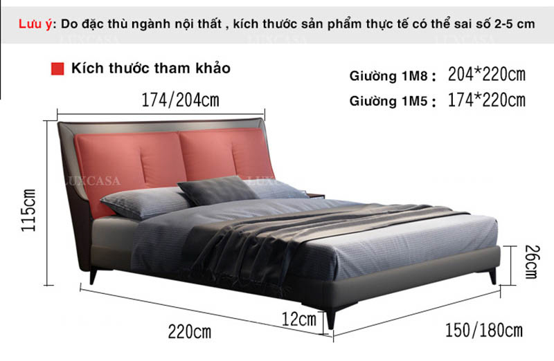 Kích thước giường hiện đại kiểu mới