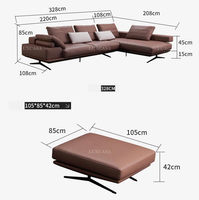 Kích thước sofa kiểu mới Luxcasa