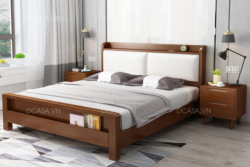 Thiết kế giường gỗ GG006 đơn giản, hiện đại