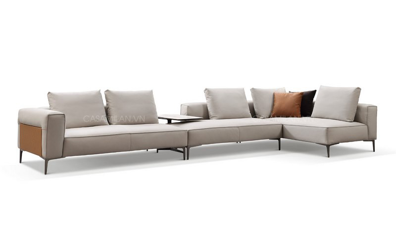 Ghế sofa da thật thiết kế góc rộng phẳng SD1101