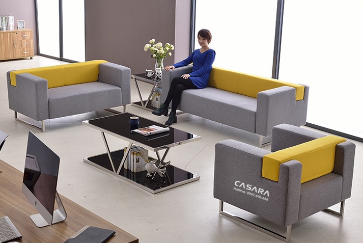 Thiết kế đơn giản của mẫu sofa nỉ văn phòng SV307