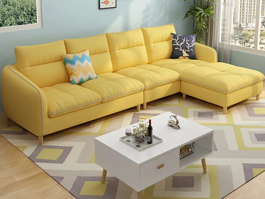  ghế sofa góc phòng khách màu vàng