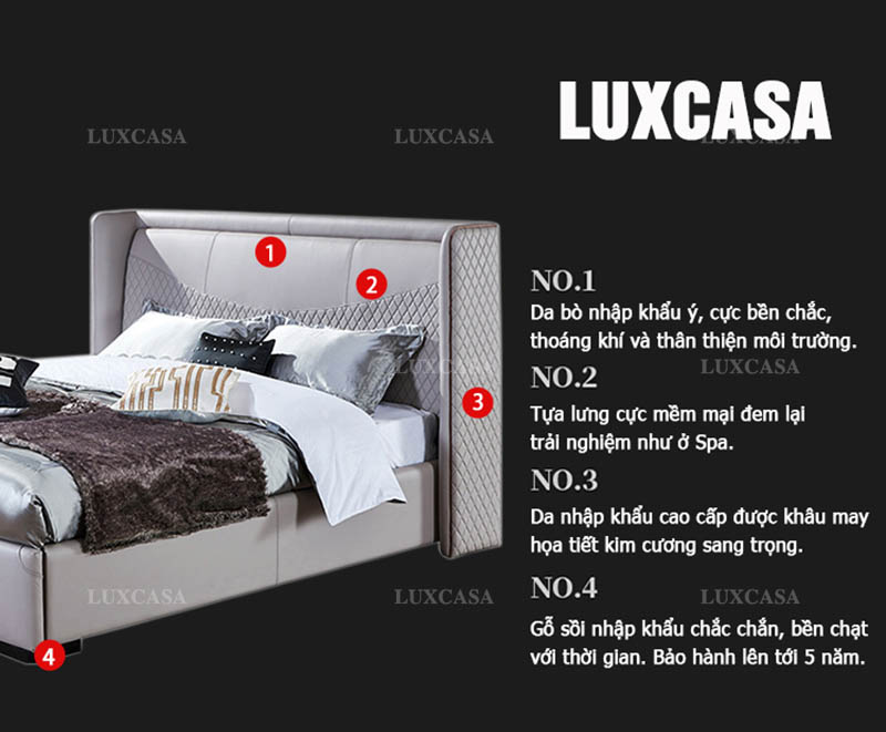 Giường bọc da Luxcasa chất lượng cao cấp