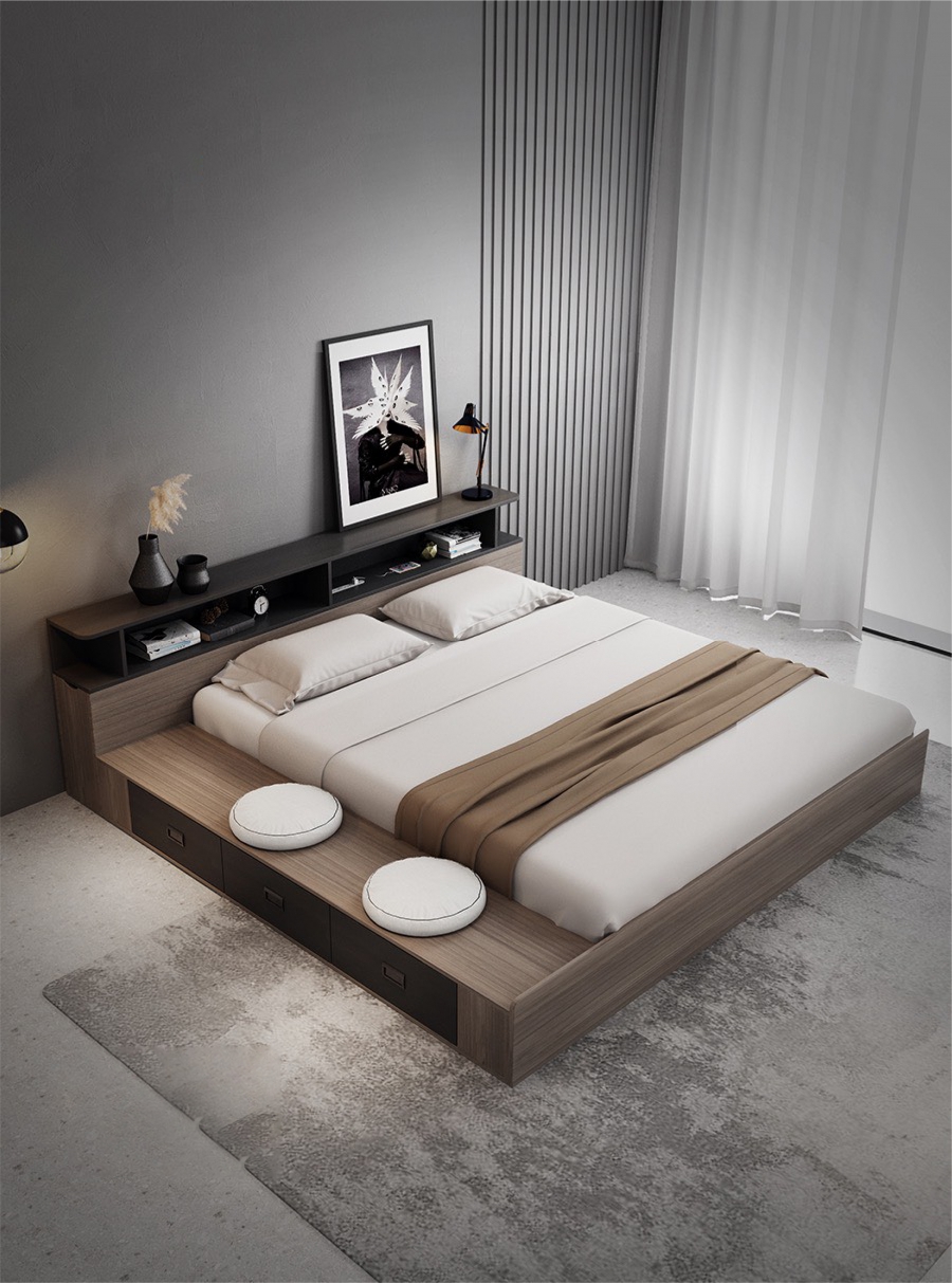 Giường ngủ gỗ công nghiệp MDE cao cấp