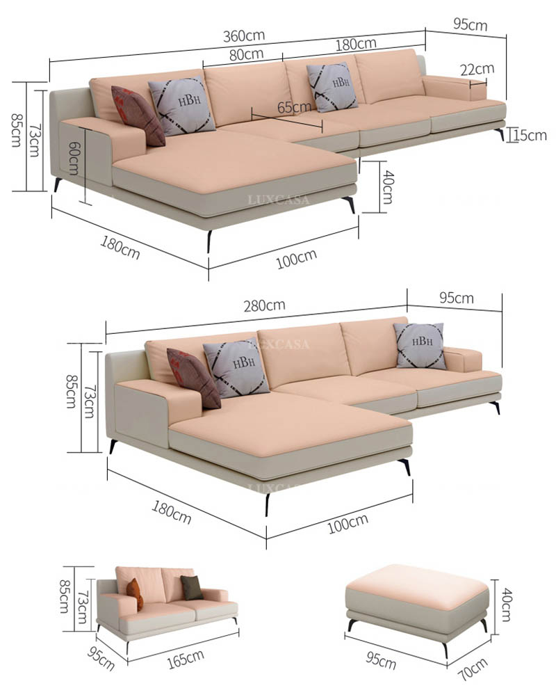 Kích cỡ sofa góc hiện đại