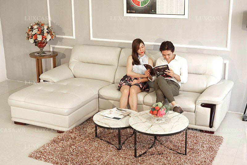 Sofa góc màu trắng hiện đại