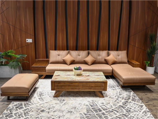 Ghế Sofa Gỗ Bọc Da Hiện Đại SGD02