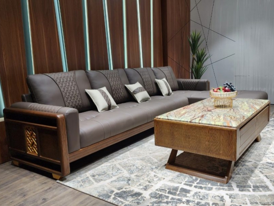 Ghế Sofa Gỗ Bọc Da Hiện Đại SGD03