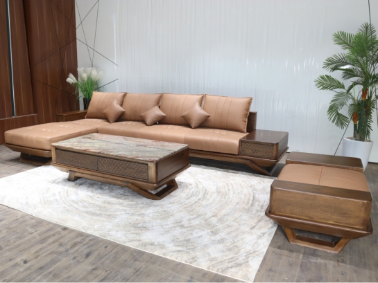 Ghế Sofa Gỗ Bọc Da Hiện Đại SGD04